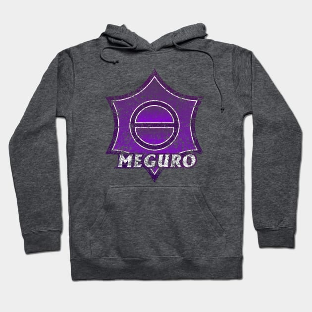 Meguro Ward of Tokyo Japanese Symbol Distressed Hoodie by PsychicCat